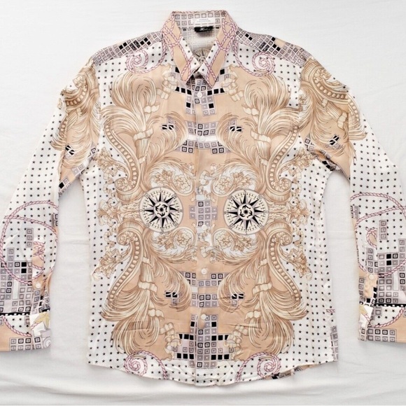 VERSACE 100% Silk Nautical Long Sleeve Button Down Shirt EUC - Picture 3 of 16